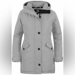 Women's Gray Waterproof Hooded Parka Coat